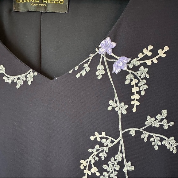 Donna Ricco Elegant Navy Blue Floral Maxi Dress Gown, 14 - Picture 11 of 15